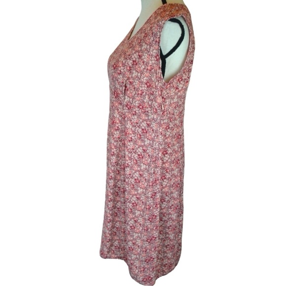 Eddie Bauer Ditsy Floral Print V Neck Side Zip Sleeveless Dress, Size 10P - Picture 2 of 9